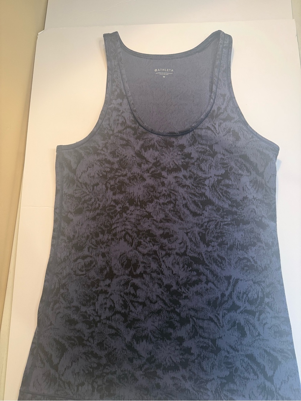 Athleta Navy and Black Floral Jacquard Racerback Tank